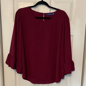 Apt. 9 Deep Red Blouse with Flared Sleeves